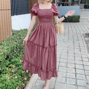 Women Lady Long Maxi Summer Dress Beach Dress Sundress, Model Height: 5'3"